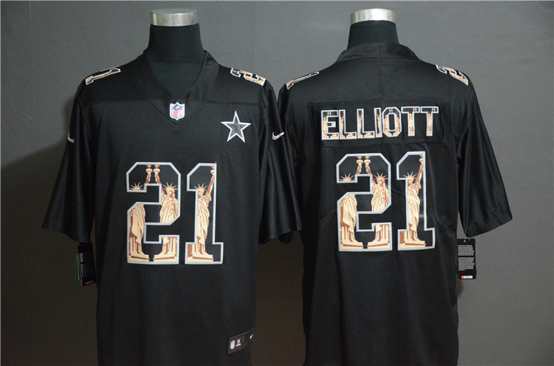 Nike Cowboys 21 Ezekiel Elliott Black Statue of Liberty Limited Jersey