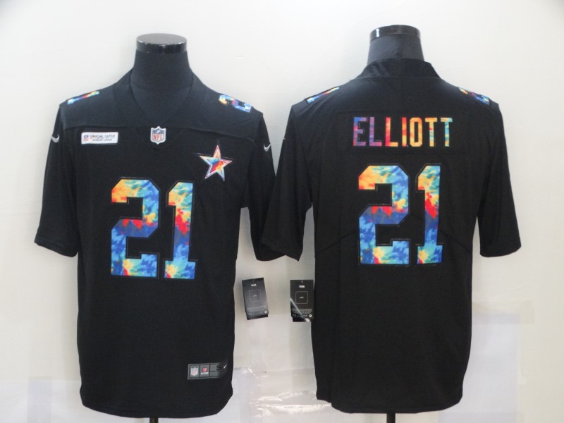Nike Cowboys 21 Ezekiel Elliott Black Vapor Untouchable Rainbow Limited Jersey
