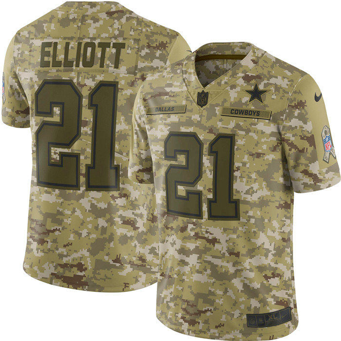  Cowboys 21 Ezekiel Elliott Camo Salute To Service Limited Jersey