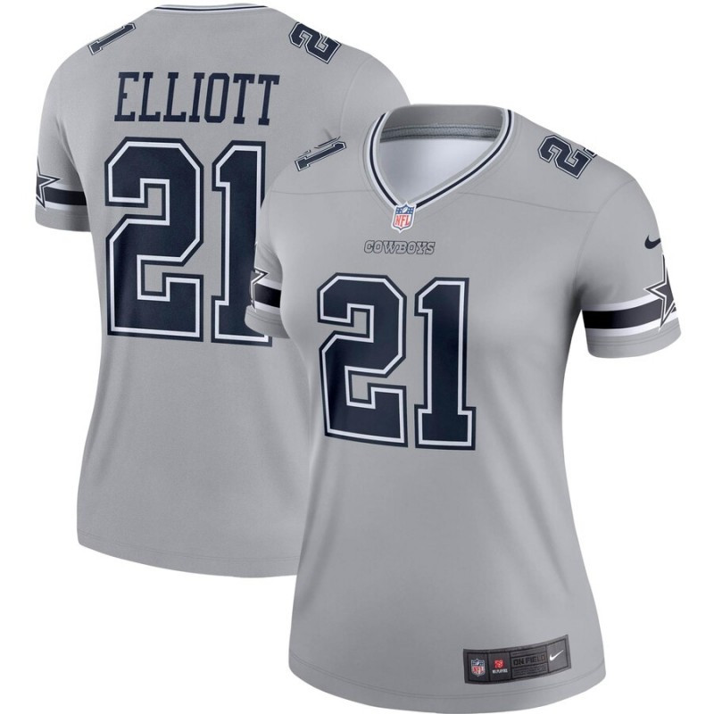 Nike Cowboys 21 Ezekiel Elliott Gray Women Inverted Legend Limited Jersey