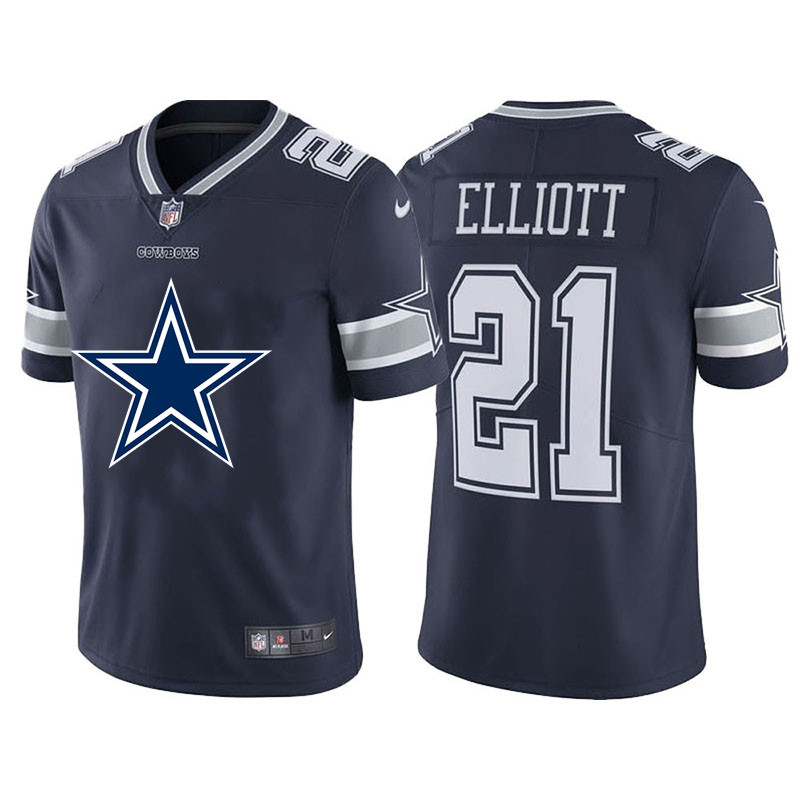 Nike Cowboys 21 Ezekiel Elliott Navy Team Big Logo Vapor Untouchable Limited Jersey