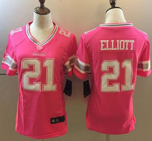  Cowboys 21 Ezekiel Elliott Pink Bubble Gum Women Game Jersey