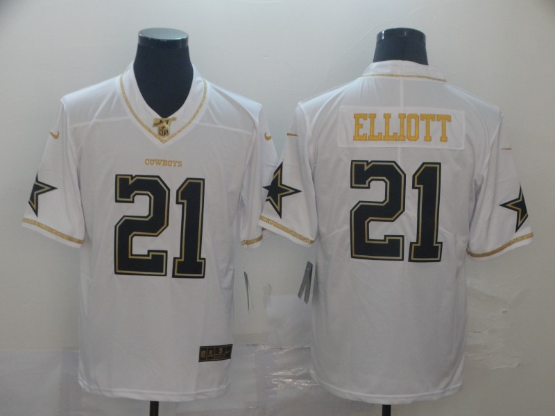 Nike Cowboys 21 Ezekiel Elliott White Gold Vapor Untouchable Limited Jersey