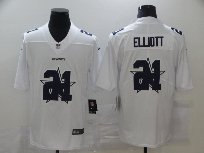 Nike Cowboys 21 Ezekiel Elliott White Shadow Logo Limited Jersey