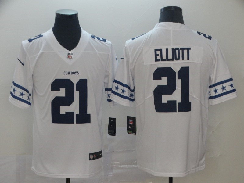 Nike Cowboys 21 Ezekiel Elliott White Team Logos Fashion Vapor Limited Jersey