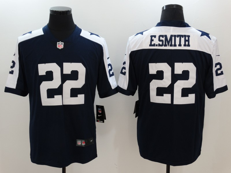  Cowboys 22 Emmitt Smith Blue Throwback Vapor Untouchable Player Limited Jersey