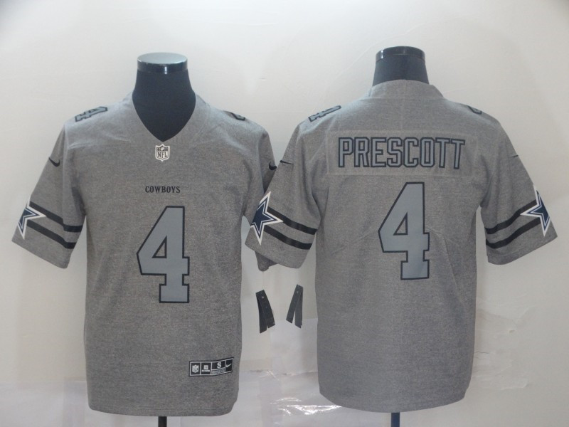 Nike Cowboys 4 Dak Prescott 2019 Gray Gridiron Gray Vapor Untouchable Limited Jersey