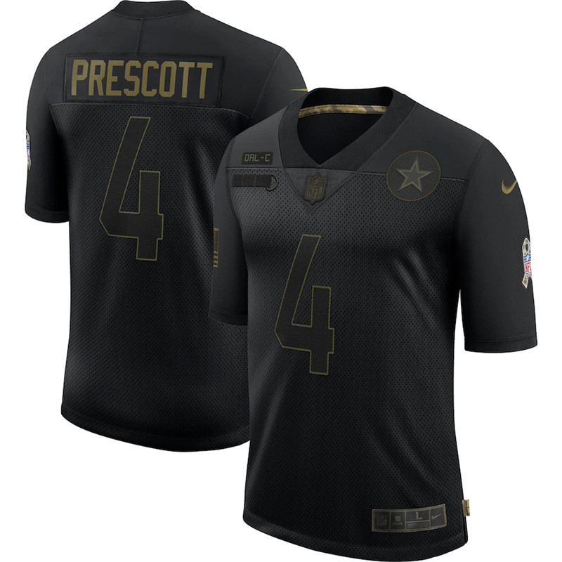 Nike Cowboys 4 Dak Prescott Black 2020 Salute To Service Limited Jersey