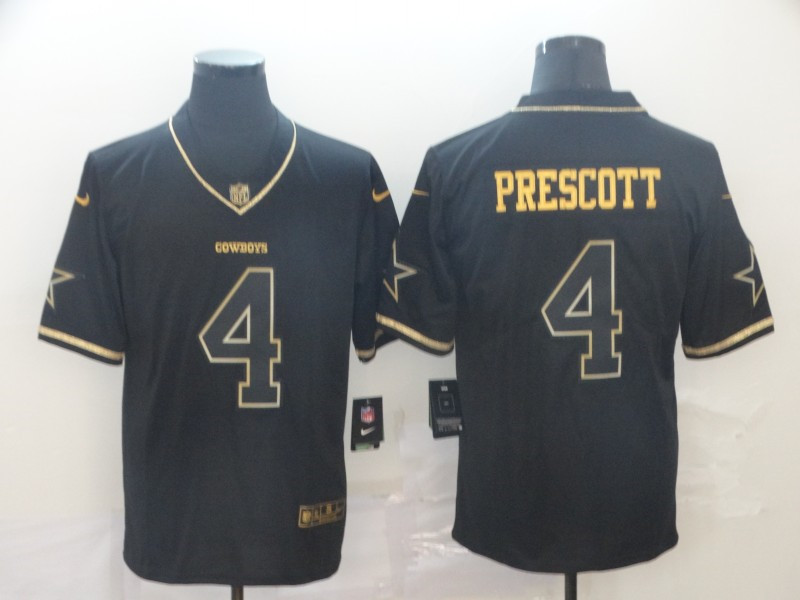 Nike Cowboys 4 Dak Prescott Black Gold Throwback Vapor Untouchable Limited Jersey