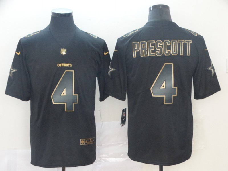 Nike Cowboys 4 Dak Prescott Black Gold Vapor Untouchable Limited Jersey