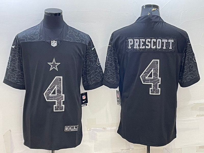 Nike Cowboys 4 Dak Prescott Black RFLCTV Limited Jersey