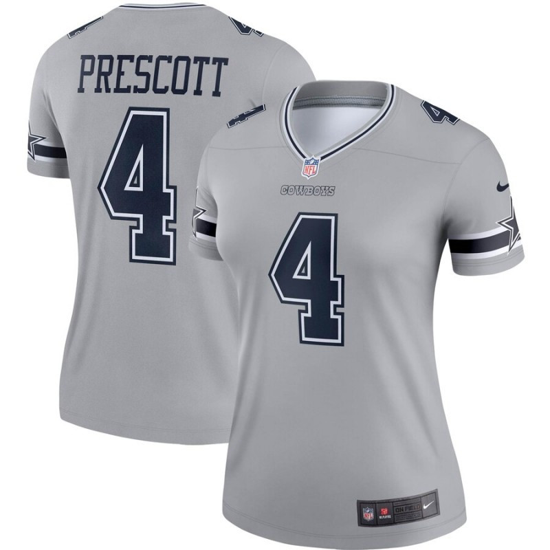 Nike Cowboys 4 Dak Prescott Gray Women Inverted Legend Limited Jersey