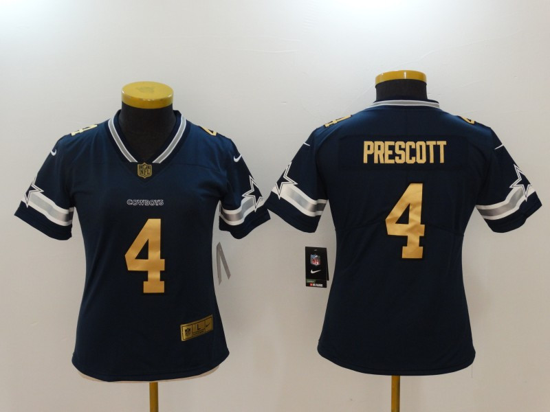  Cowboys 4 Dak Prescott Navy Gold Women Vapor Untouchable Player Limited Jersey