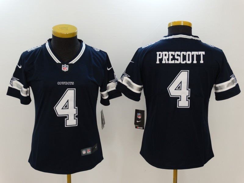  Cowboys 4 Dak Prescott Navy Vapor Untouchable Women Limited Jersey