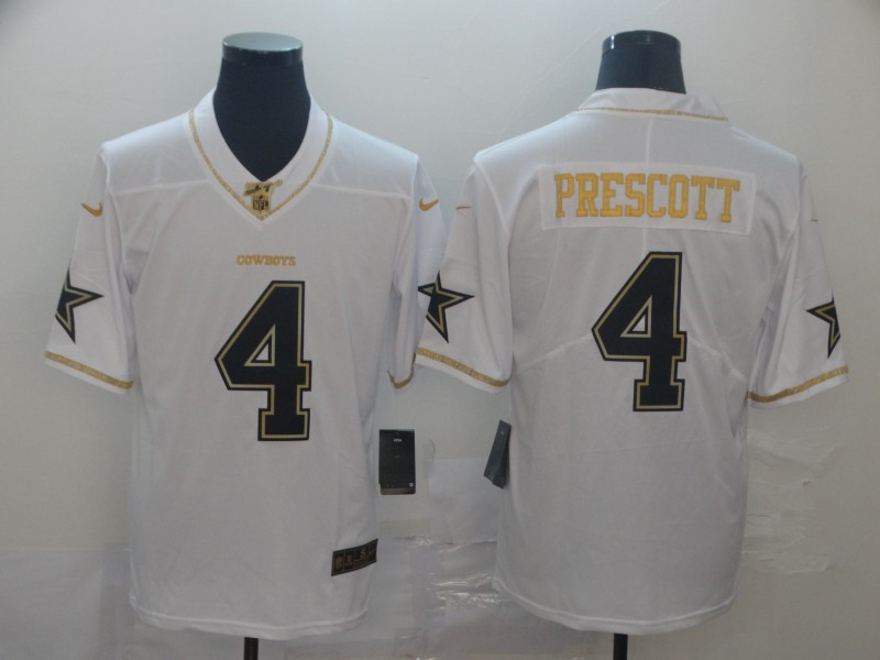 Nike Cowboys 4 Dak Prescott White Gold Vapor Untouchable Limited Jersey