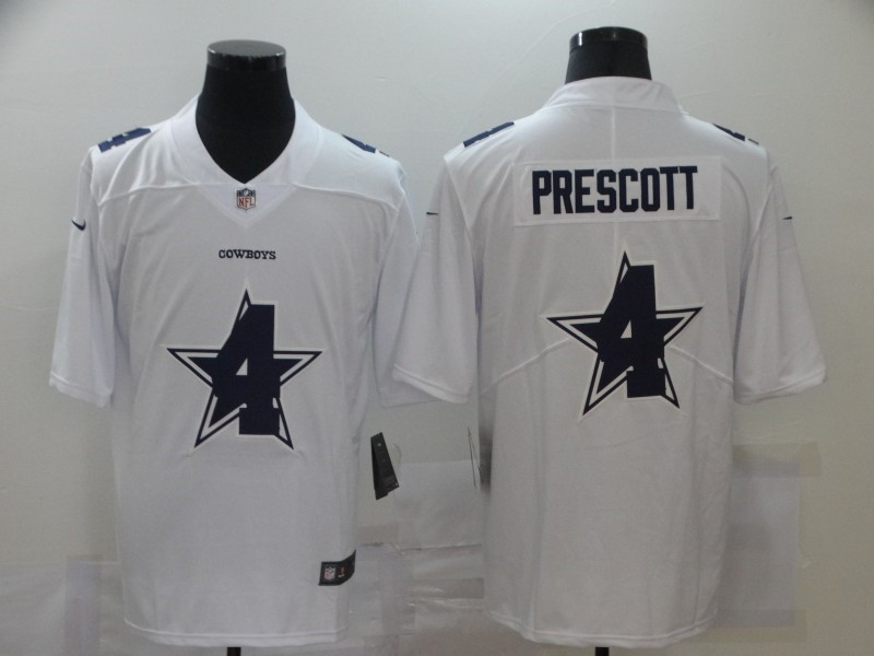 Nike Cowboys 4 Dak Prescott White Shadow Logo Limited Jersey