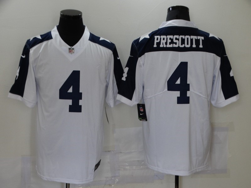 Nike Cowboys 4 Dak Prescott White Throwback Vapor Untouchable Limited Jersey