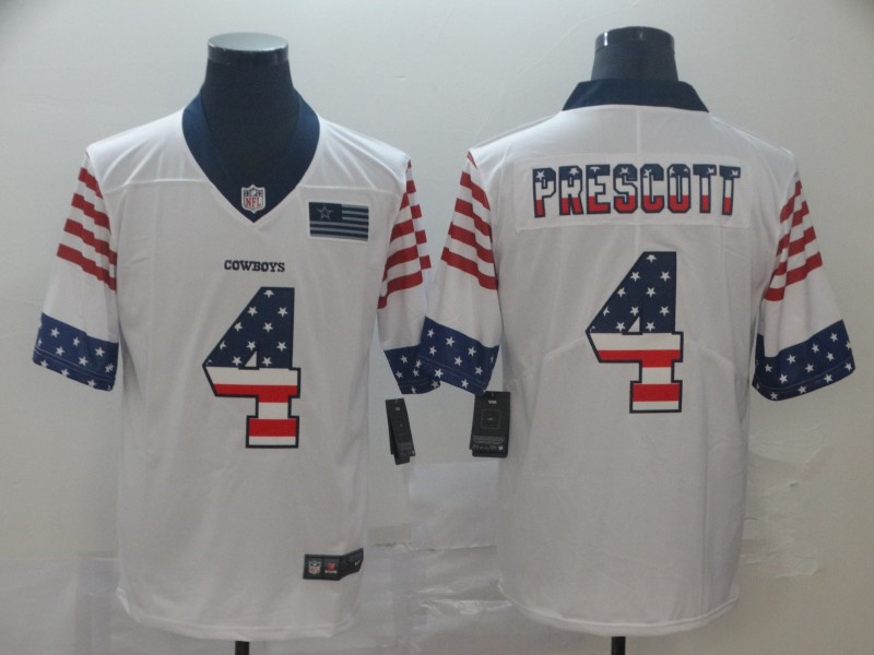 Nike Cowboys 4 Dak Prescott White USA Flag Fashion Limited Jersey