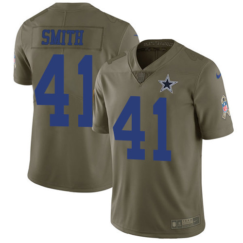  Cowboys 41 Keith Smith Olive Salute To Service Limited Jersey