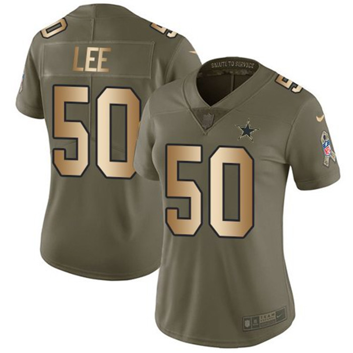  Cowboys 50 Sean Lee Olive Gold Women Salute To Service Limited Jersey