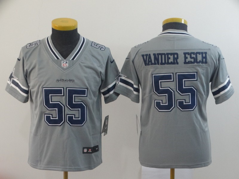 Nike Cowboys 55 Leighton Vander Esch Gray Youth Inverted Legend Limited Jersey