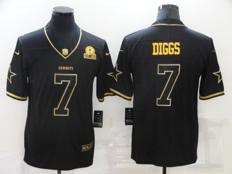 Nike Cowboys 7 Trevon Diggs Black Gold Est 1960 Patch Vapor Limited Jersey