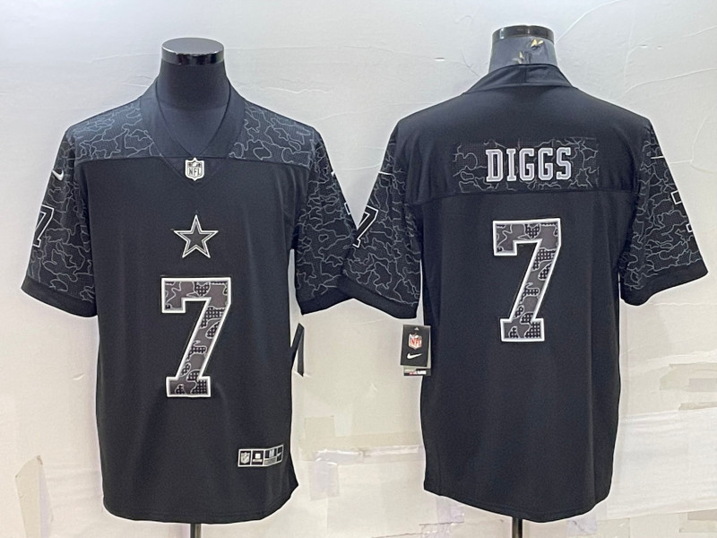 Nike Cowboys 7 Trevon Diggs Black RFLCTV Limited Jersey