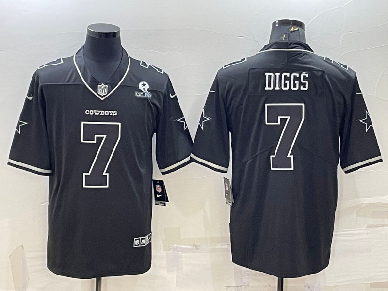 Nike Cowboys 7 Trevon Diggs Black Shadow Est 1960 Patch Vapor Limited Jersey