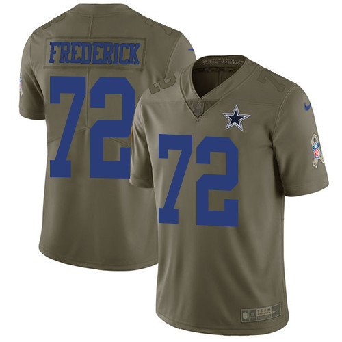  Cowboys 72 Travis Frederick Olive Salute To Service Limited Jersey