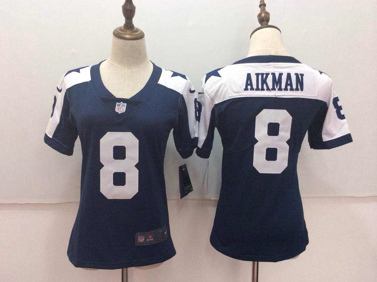  Cowboys 8 Troy Aikman Navy Women Vapor Untouchable Player Limited Jersey