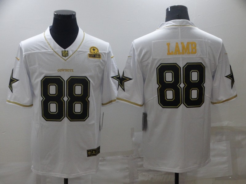 Nike Cowboys 88 CeeDee Lamb White Gold Est 1960 Patch Vapor Limited Jersey