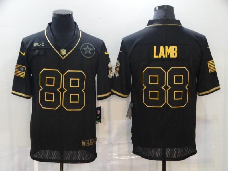 Nike Cowboys 88 Ceedee Lamb Black Gold 2020 Salute To Service Limited Jersey
