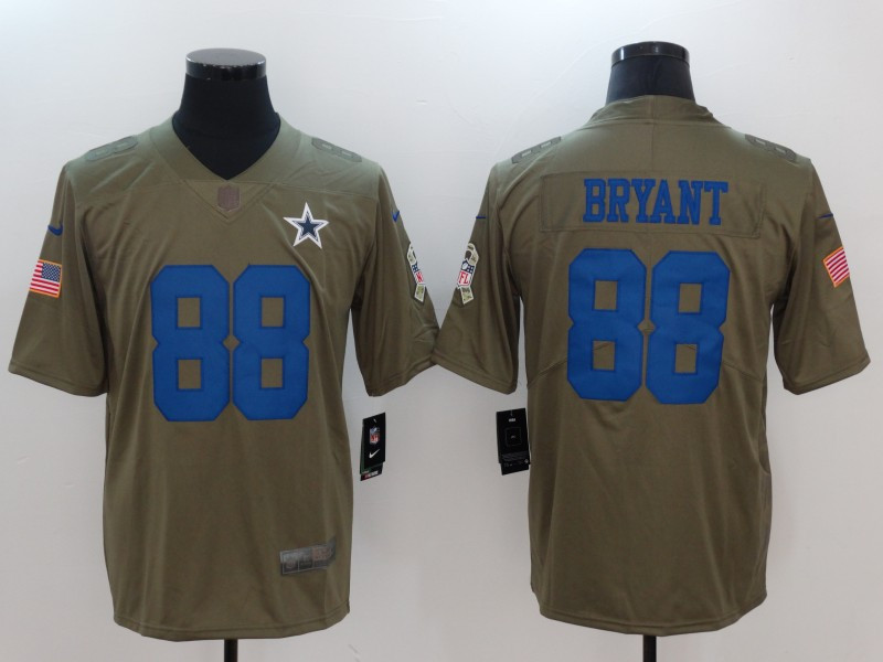  Cowboys 88 Dez Bryant Olive Salute To Service Limited Jersey