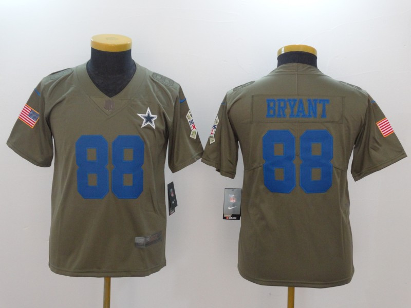  Cowboys 88 Dez Bryant Olive Youth Salute To Service Limited Jersey