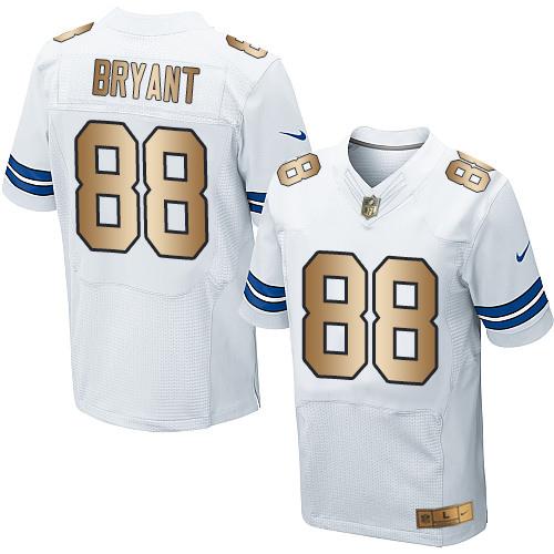  Cowboys 88 Dez Bryant White Men Stitched NFL Elite Gold Jersey