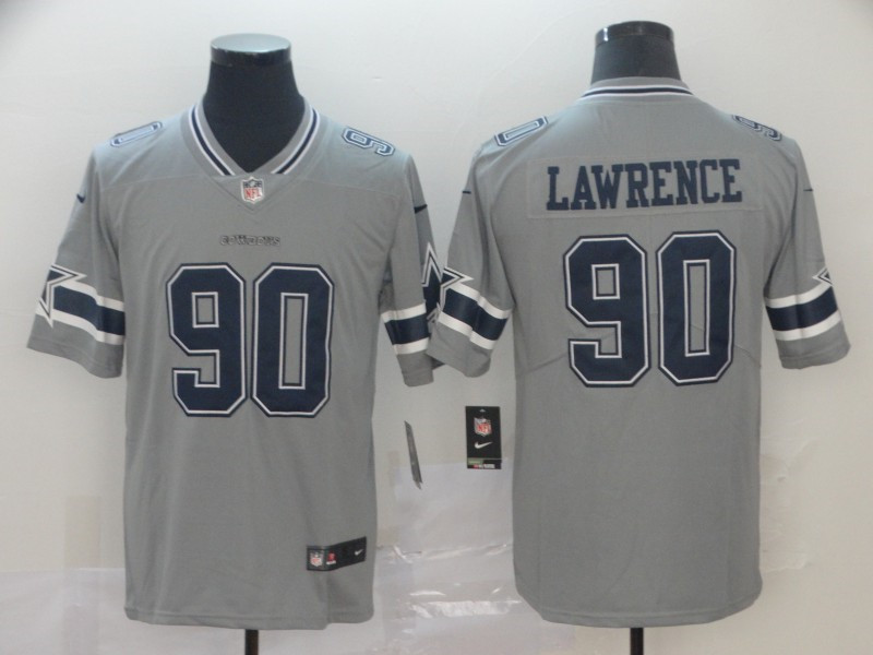 Nike Cowboys 90 DeMarcus Lawrence Gray Inverted Legend Limited Jersey