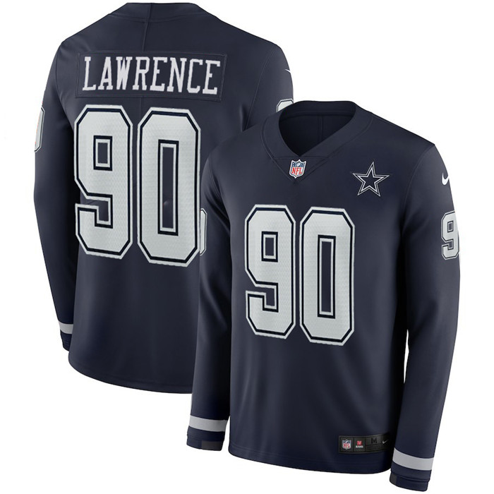  Cowboys 90 Demarcus Lawrence Navy Long Sleeve Limited Jersey