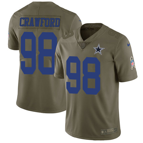  Cowboys 98 Tyrone Crawford Olive Salute To Service Limited Jersey