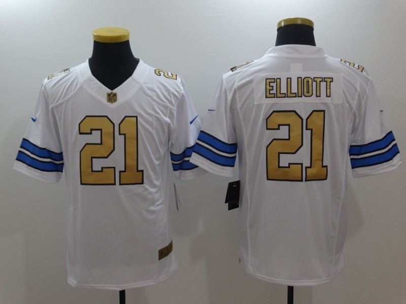  Dallas Cowboys 21 Ezekiel Elliott White 2016 Christmas Gold Men NFL Game Edition Jersey