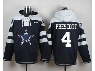  Dallas Cowboys 4 Dak Prescott Navy Blue Player Pullover NFL Hoodie