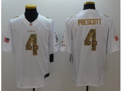 Dallas Cowboys 4 Dak Prescott White Men Stitched NFL Limited Salute To Service Jersey