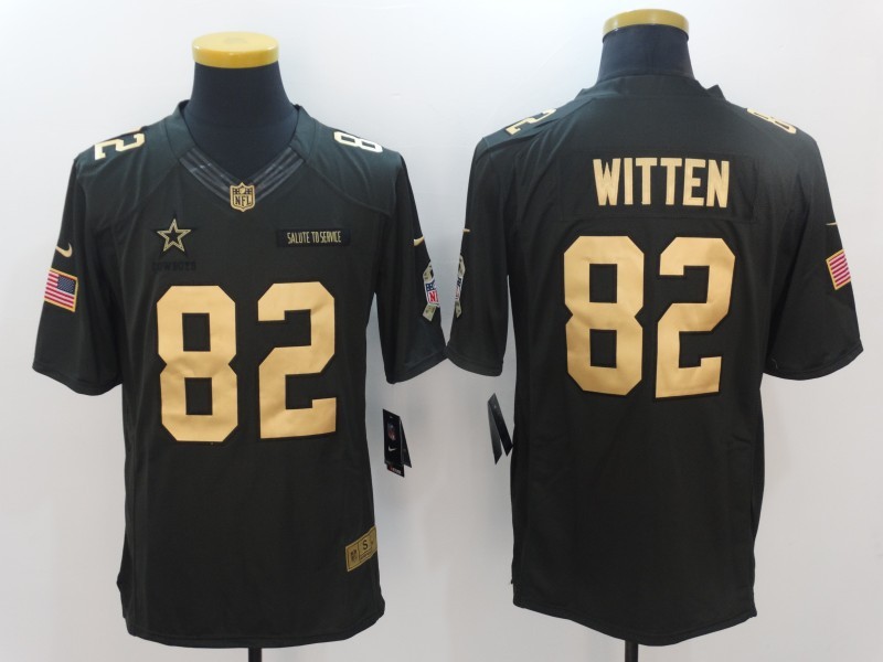  Dallas Cowboys 82 Jason Witten Limited Black Gold Salute to Service NFL Jersey
