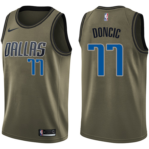  Dallas Mavericks #77 Luka Doncic Green NBA Swingman Salute to Service Jersey