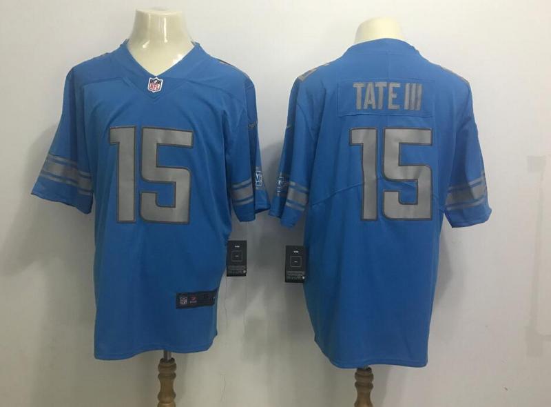  Detroit Lions 15 Golden Tate III Blue Throwback Men Stitched NFL Limited Jersey