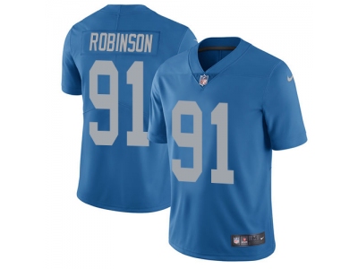  Detroit Lions 91 A Shawn Robinson Blue Throwback Men Stitched NFL Limited Jersey