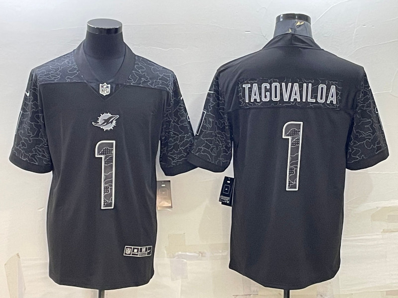 Nike Dolphins 1 Tua Tagovailoa Black RFLCTV Limited Jersey