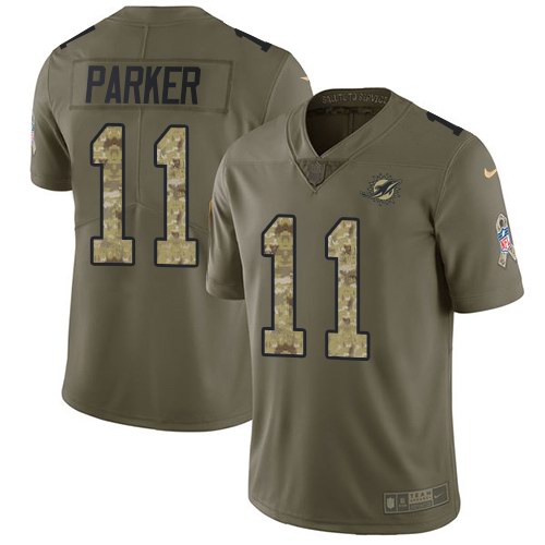  Dolphins 11 DeVante Parker Olive Camo Salute To Service Limited Jersey
