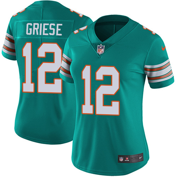  Dolphins 12 Bob Griese Aqua Throwback Women Vapor Untouchable Limited Jersey