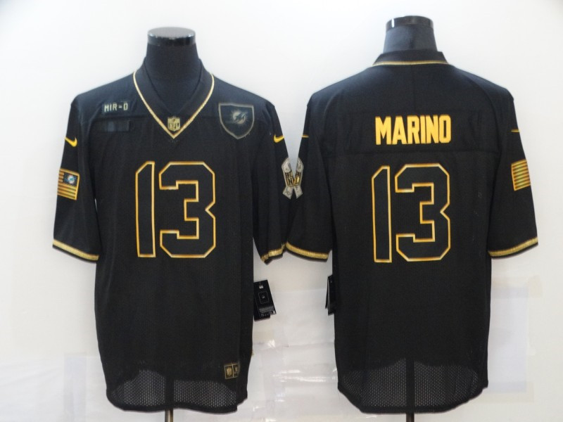 Nike Dolphins 13 Dan Marino Black Gold 2020 Salute To Service Limited Jersey