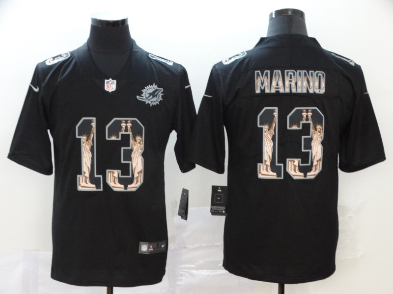 Nike Dolphins 13 Dan Marino Black Statue of Liberty Limited Jersey